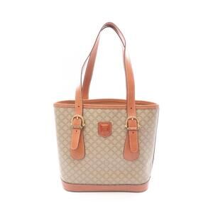 Celine Macadam Tote Bag Canvas Leather Beige Brown